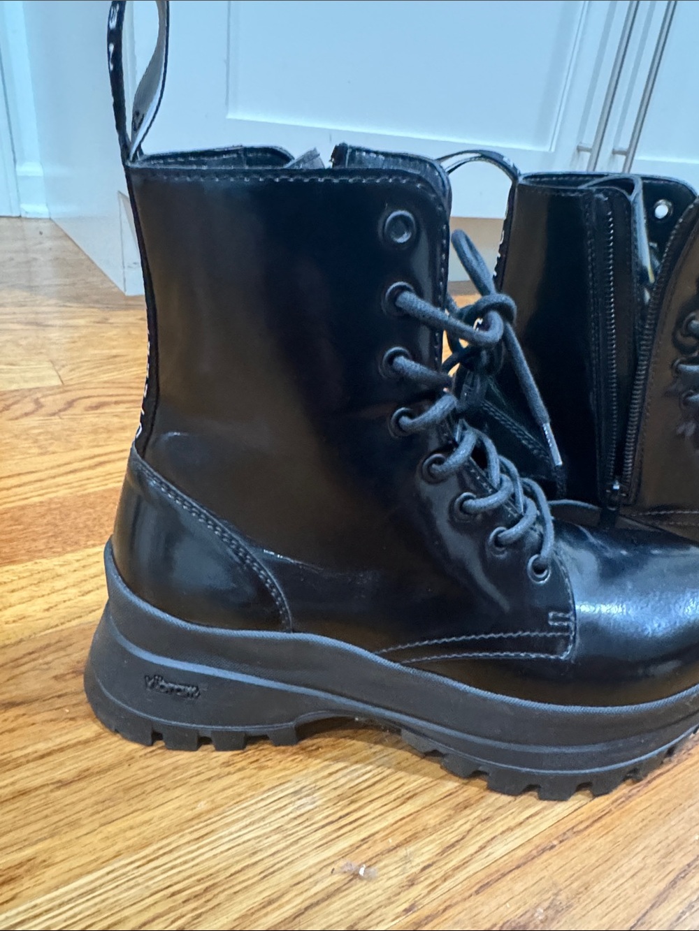 Stella McCartney Black Lace-Up Combat Boots